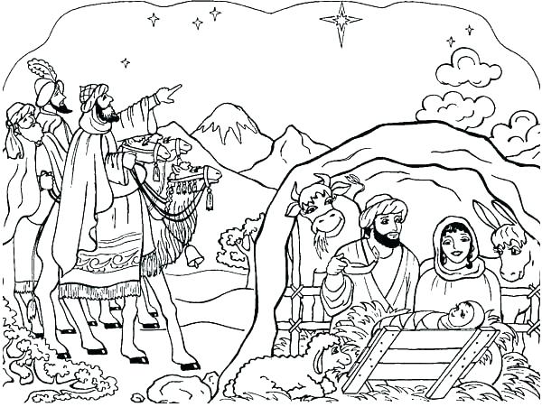 Nativity Scene Coloring Pages Preschoolers Deepart 600x451 Nativity Scene Coloring Pages Preschoolers Deepart