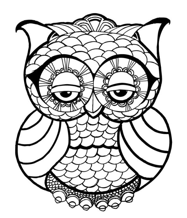 600x699 Owl Coloring Pages For Adults. Free Detailed Owl Coloring Pages