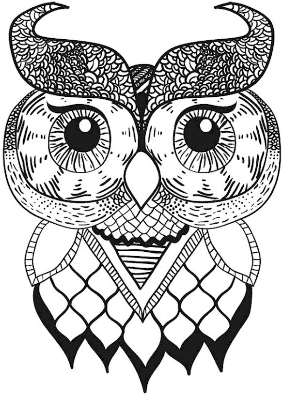 584x820 Owl Coloring Pages For Adults. Free Detailed Owl Coloring Pages