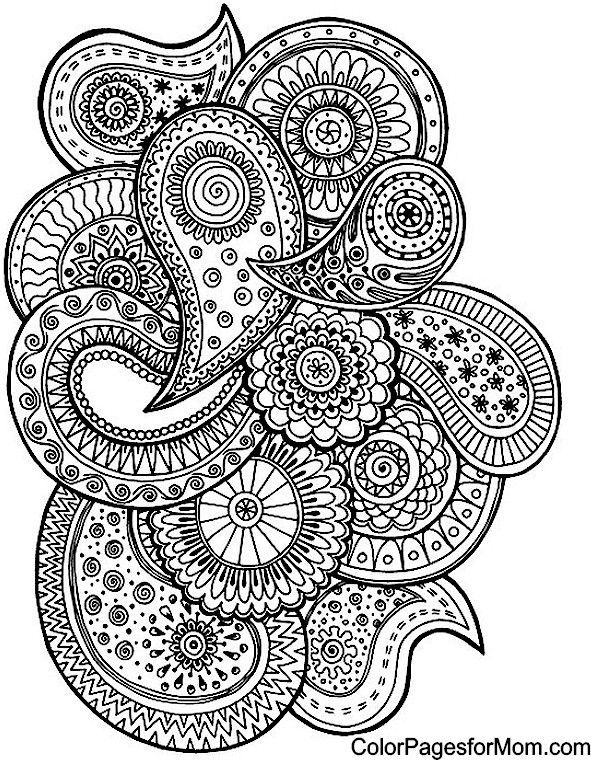 591x760 Printable Easy Adult Coloring Pages Paisley Free