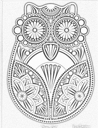 399x517 Owl Matryoshka. Free Coloring Page