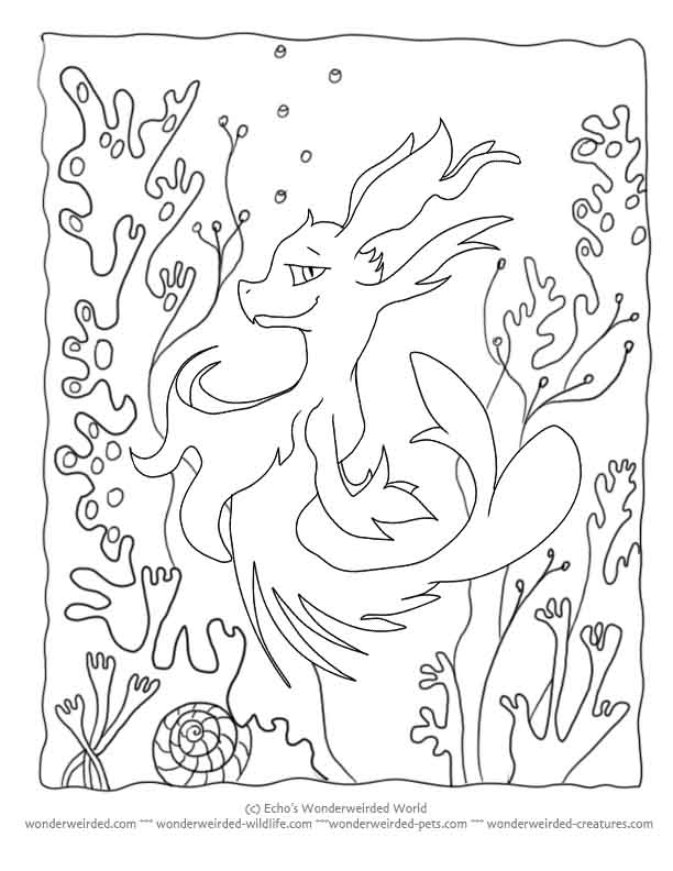 Printable Cartoon Coloring Page Seahorse Seadragon 612x792 Printable Cartoon Coloring Page Seahorse Seadragon