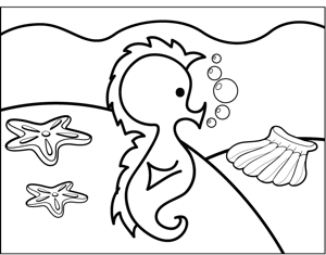 Cute Seahorse Coloring Page 300x235 Cute Seahorse Coloring Page