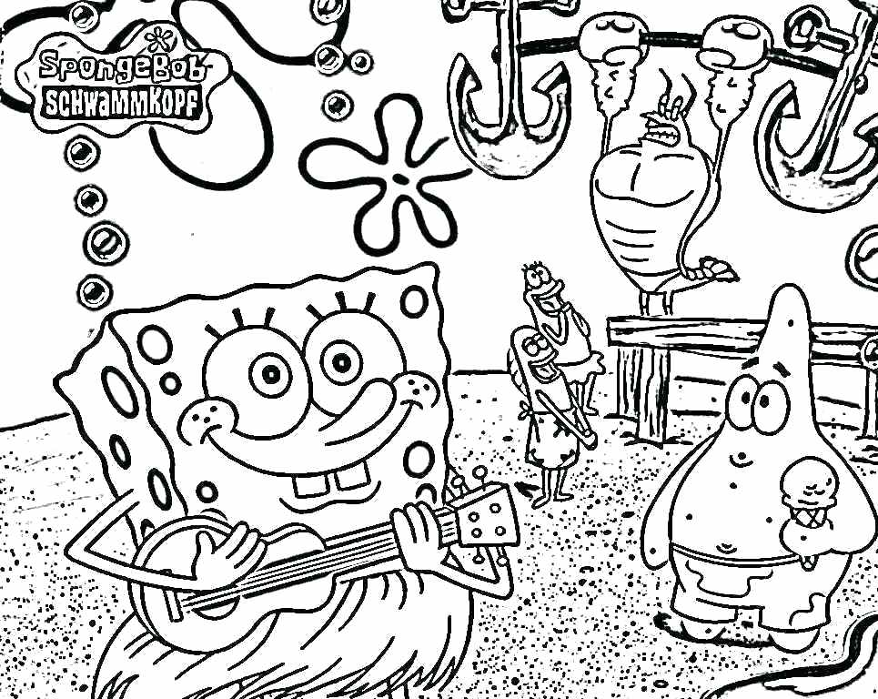 965x768 Spongebob Coloring Pages Printable Silly Face Of Coloring Page
