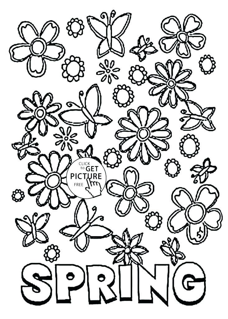 733x1024 Flower Page Printable Coloring Sheets Spring Pages 2 Spring