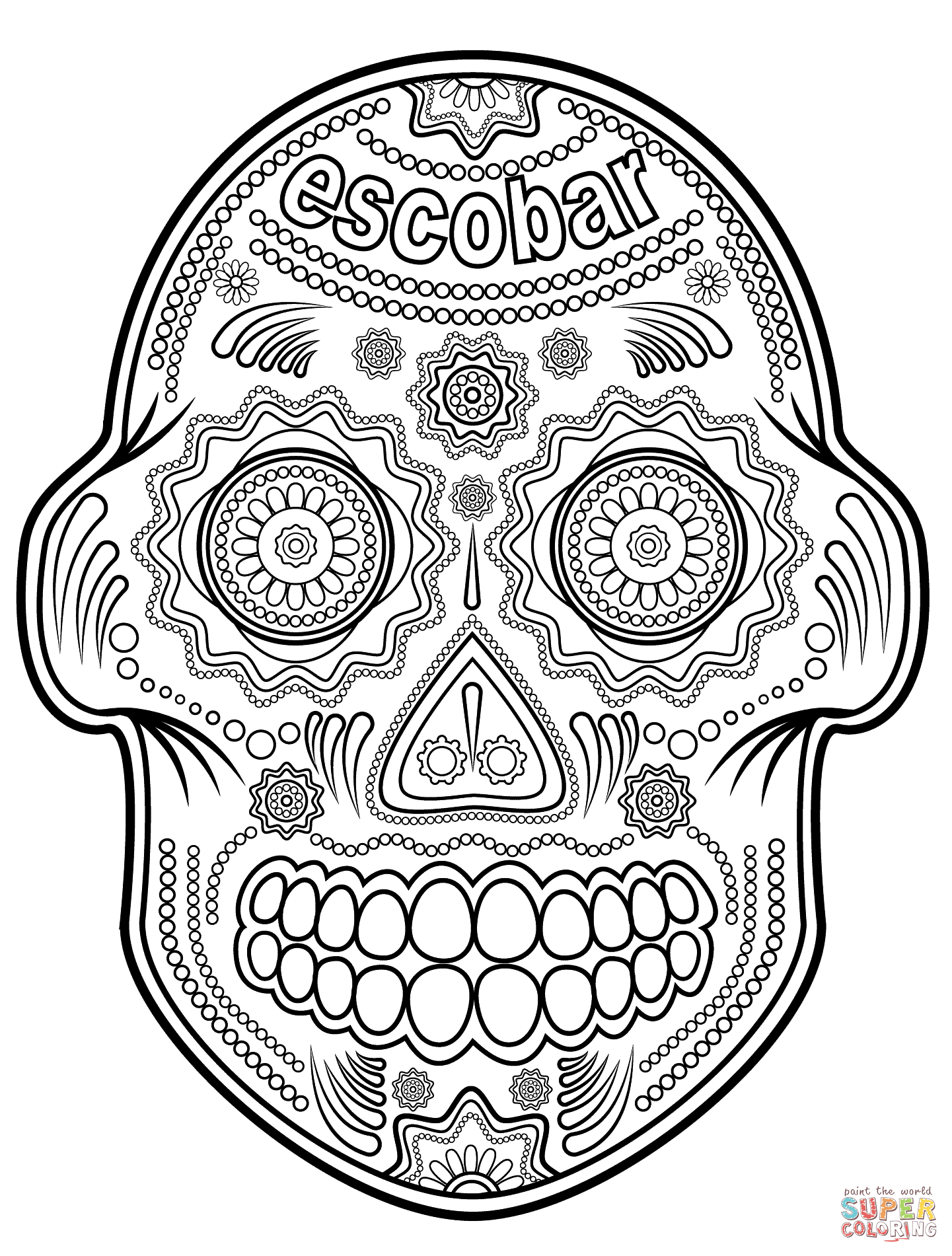 1441x1901 Escobar Sugar Skull Coloring Page On Candy Pages