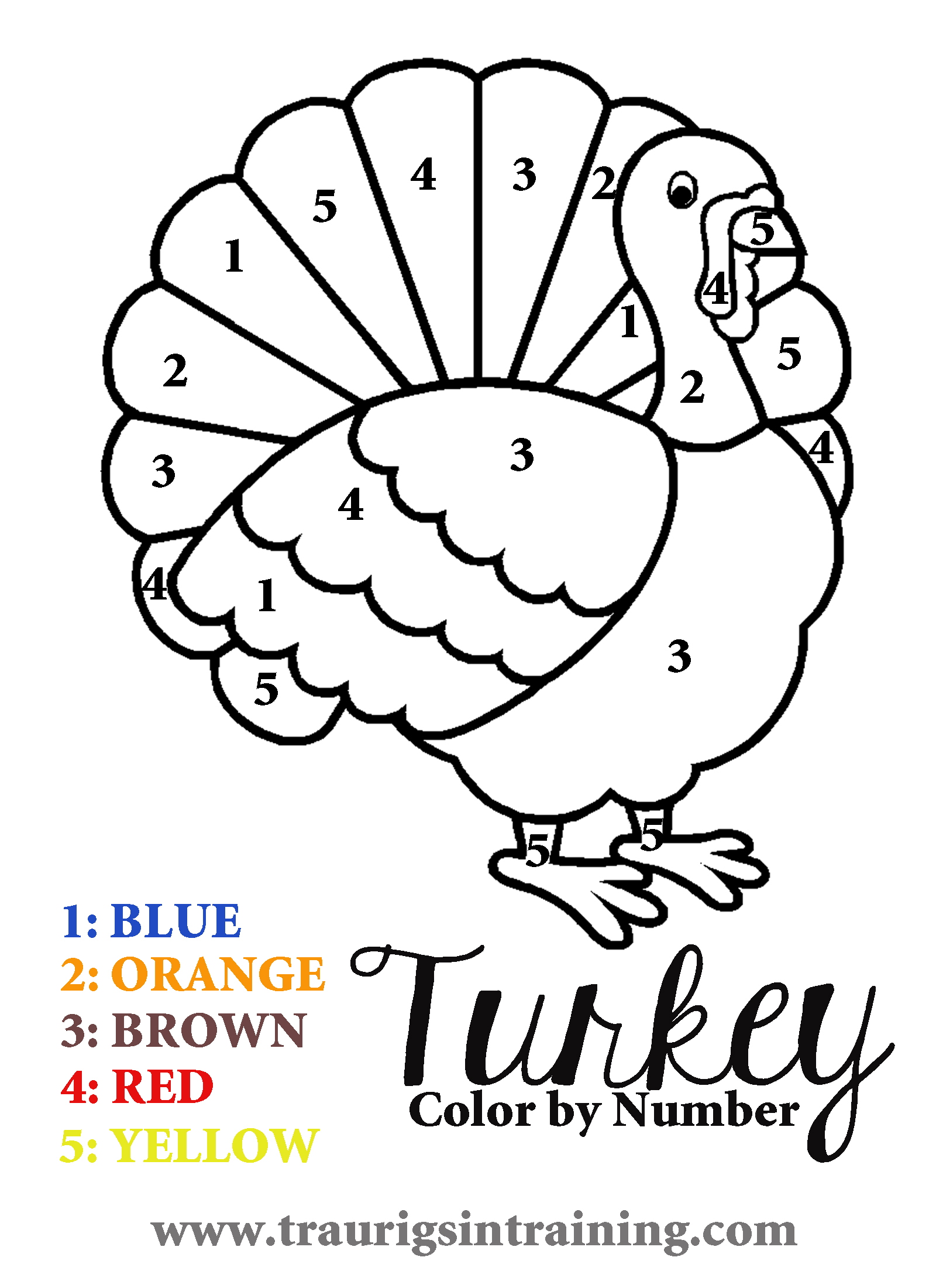 1600x2200 Color By Number Thanksgiving Coloring Pages