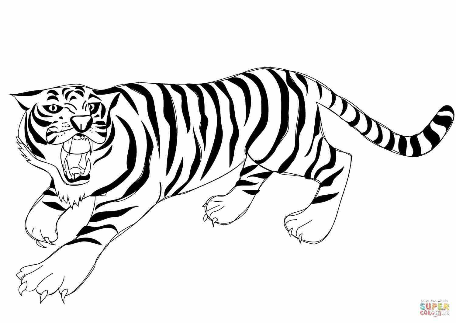 Roaring Tiger Coloring Page Free Printable Pages Beautiful Tigers 1500x1062 Roaring Tiger Coloring Page Free Printable Pages Beautiful Tigers