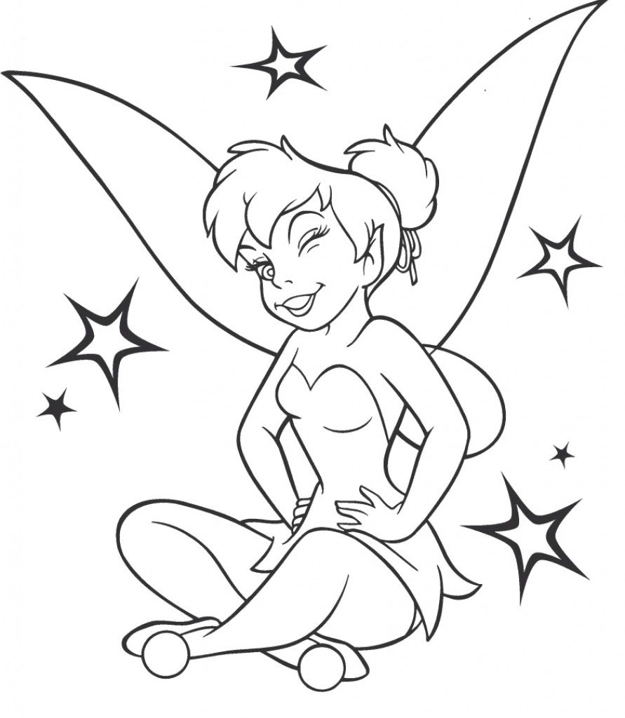 891x1024 Simple Tinkerbell Coloring Pages