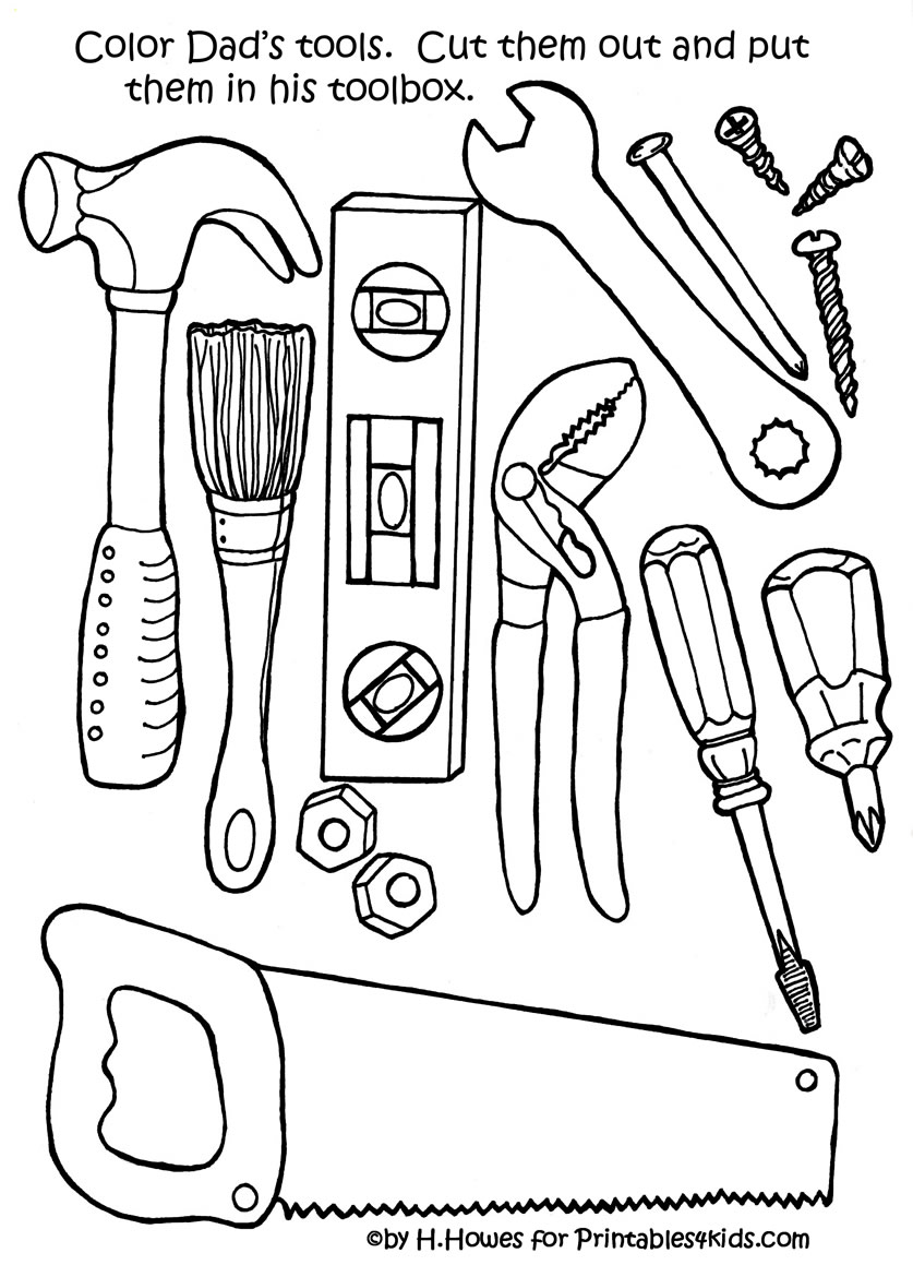 Free Print And Color Tools For Father's Day Gift Or Card 837x1159 Free Print And Color Tools For Father's Day Gift Or Card