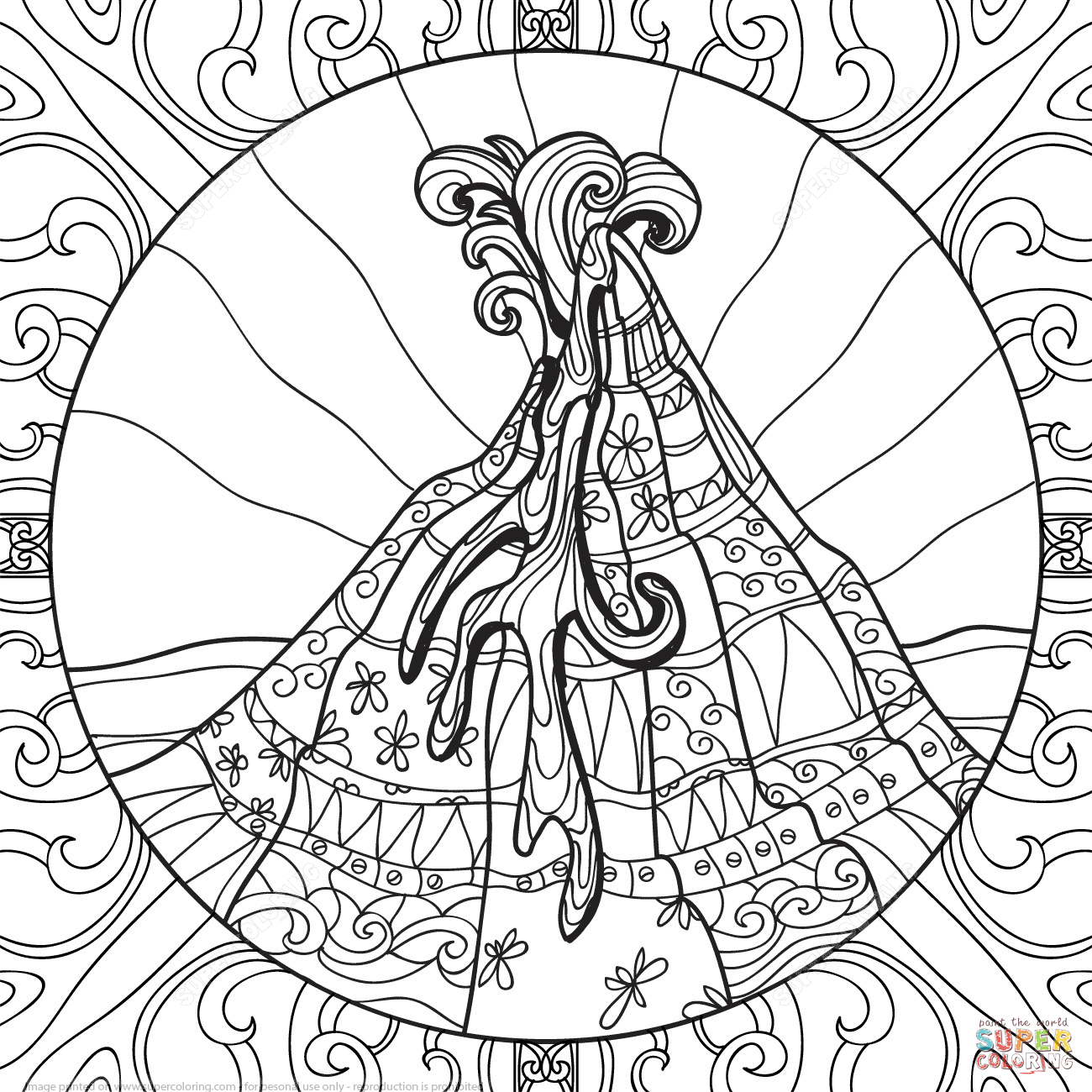 Volcano Zentangle Coloring Page.png Fireworks 1300x1300 Volcano Zentangle Coloring Page.png Fireworks