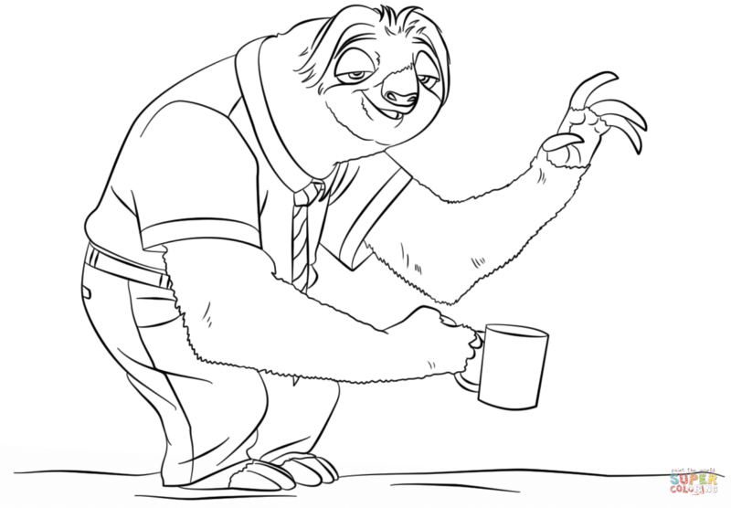 800x556 Sloth Flash From Zootopia Coloring Page Free Printable Coloring