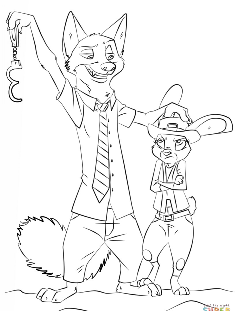 824x1080 Zootopia Coloring Pages Free Copy Mchorn And Benjamin Clawhauser