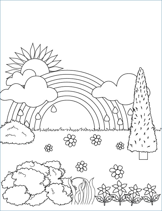 Free Spring Rainbow Coloring Pages 566x737 Free Spring Rainbow Coloring Pages