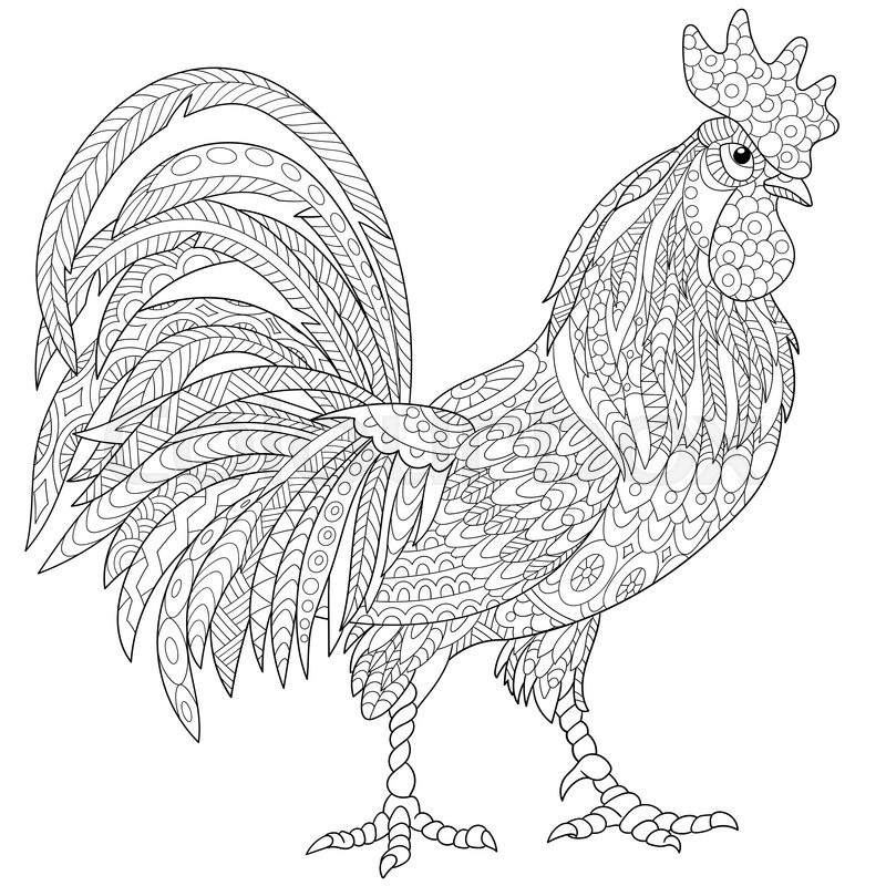 800x800 Rooster Coloring Page