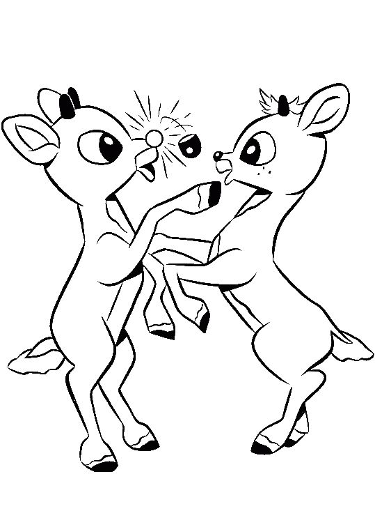 Two Little Rudolph Being Facetious Coloring Pages 539x756 Two Little Rudolph Being Facetious Coloring Pages