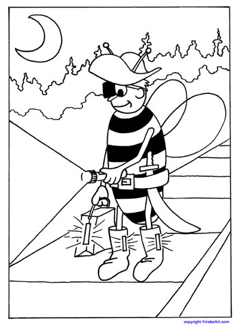 Halloween Safety Coloring Page (Safety Bee) Kinderart 350x481 Halloween Safety Coloring Page (Safety Bee) Kinderart