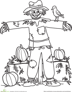 Color The Happy Scarecrow Worksheet 301x385 Color The Happy Scarecrow Worksheet