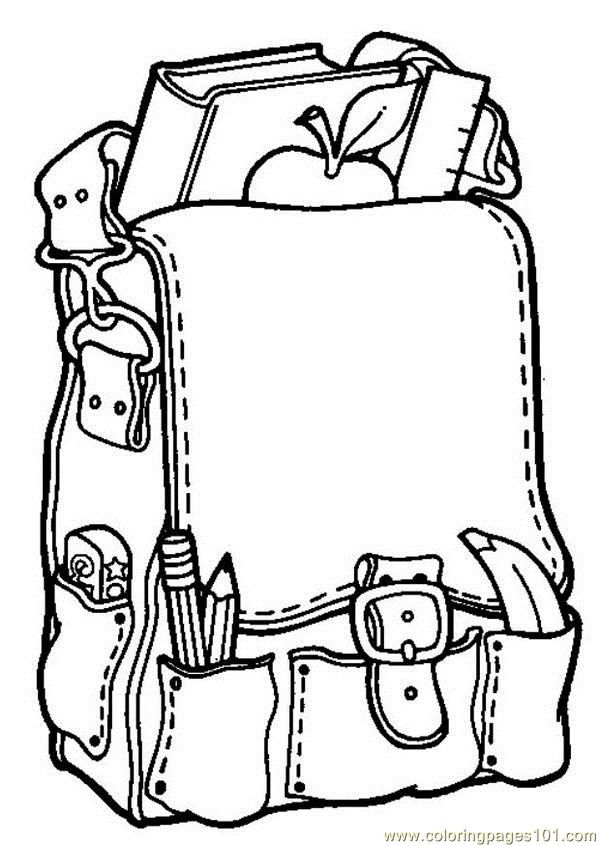School Bag Coloring Page 600x846 School Bag Coloring Page