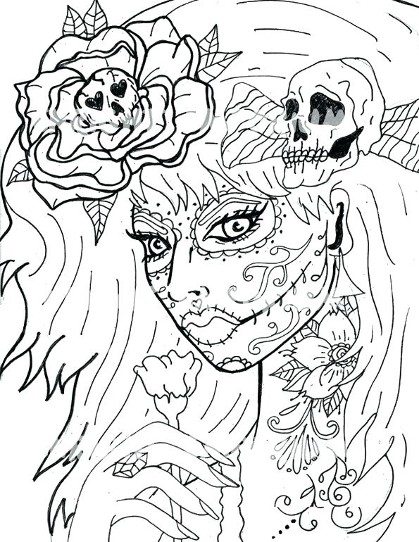 Sugar Skull Coloring Pages For Adults Free Printable Sugar Skull 595x770 Sugar Skull Coloring Pages For Adults Free Printable Sugar Skull