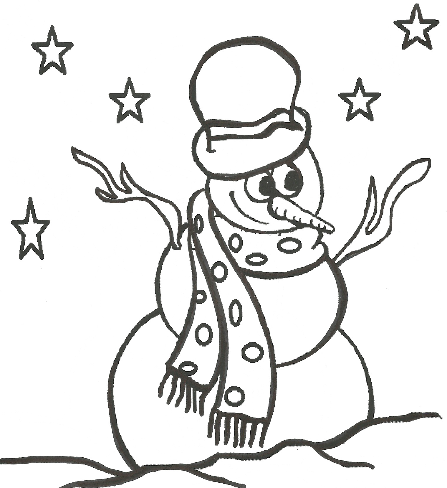 Simple Snowman Coloring Page 1518x1656 Simple Snowman Coloring Page
