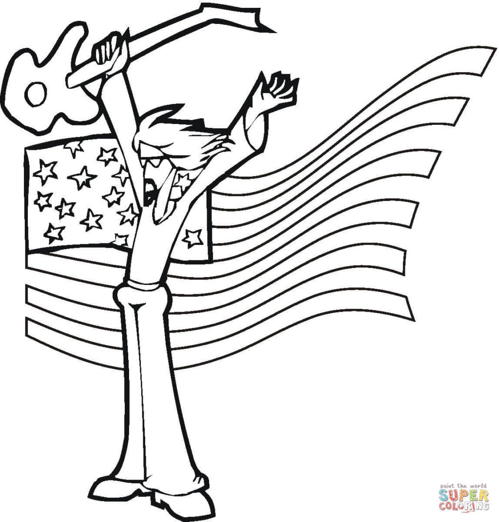 1024x1070 American Rock Star Coloring Page Free Printable Coloring Pages