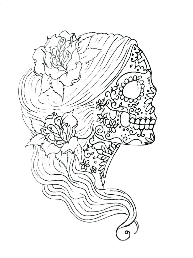 736x981 Sugar Skull Coloring Pages Together With Day Of The Dead Coloring