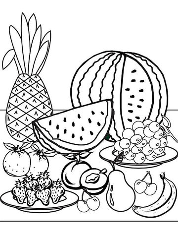 Summer Fruit Coloring Pages 360x480 Summer Fruit Coloring Pages