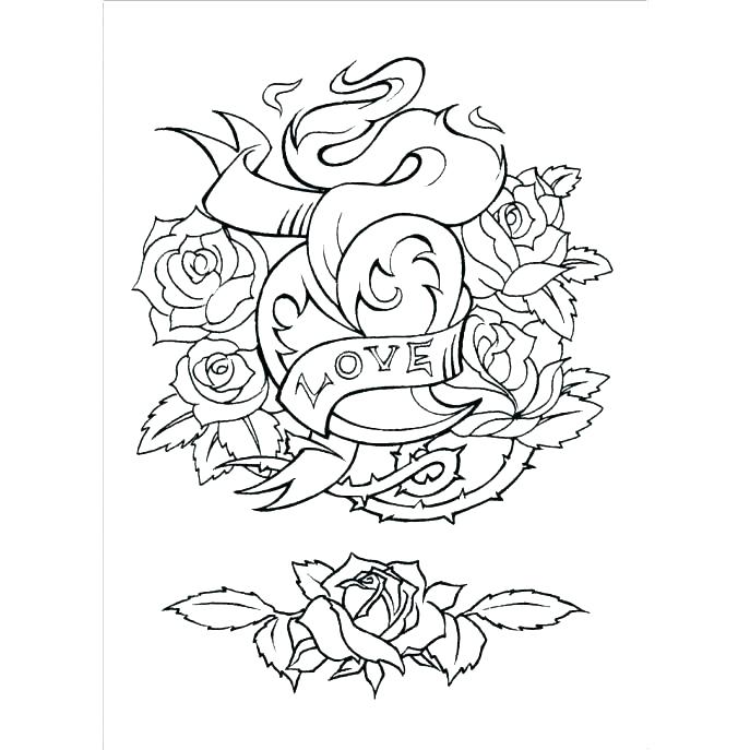 687x687 Free Printable Tattoo Coloring Pages For Adults Sheets Kids