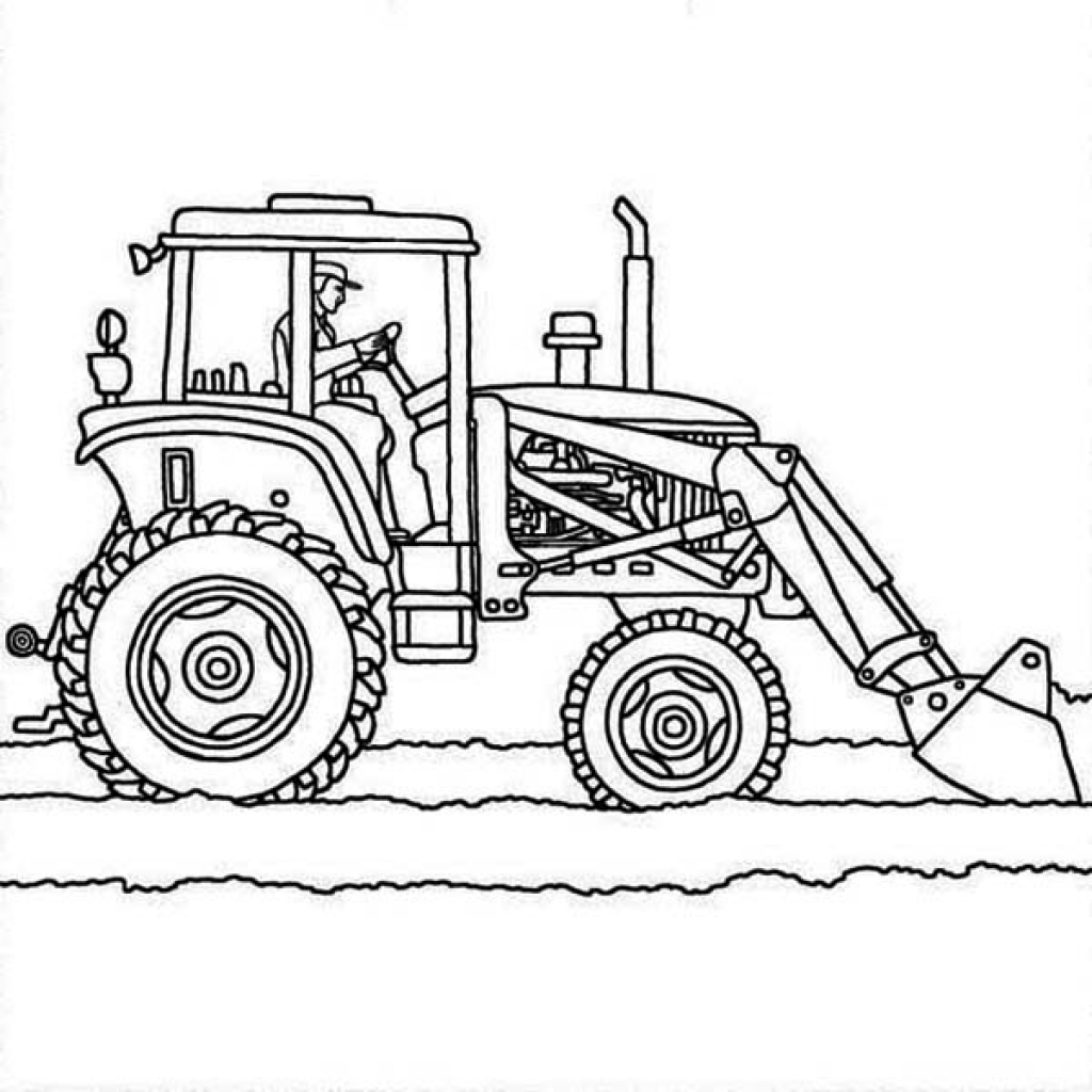 1024x1024 Tractor Plows Coloring Page Online Printable Transportation