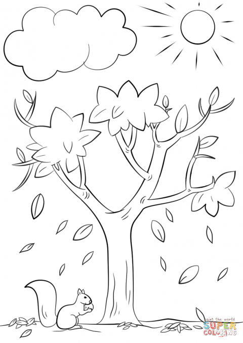 480x678 Autumn Coloring Pages Images Hd For Kindergarten Free Tree