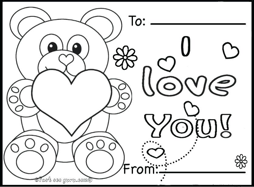 837x616 Printable Valentines Day Cards Teddy Printable Coloring Printable