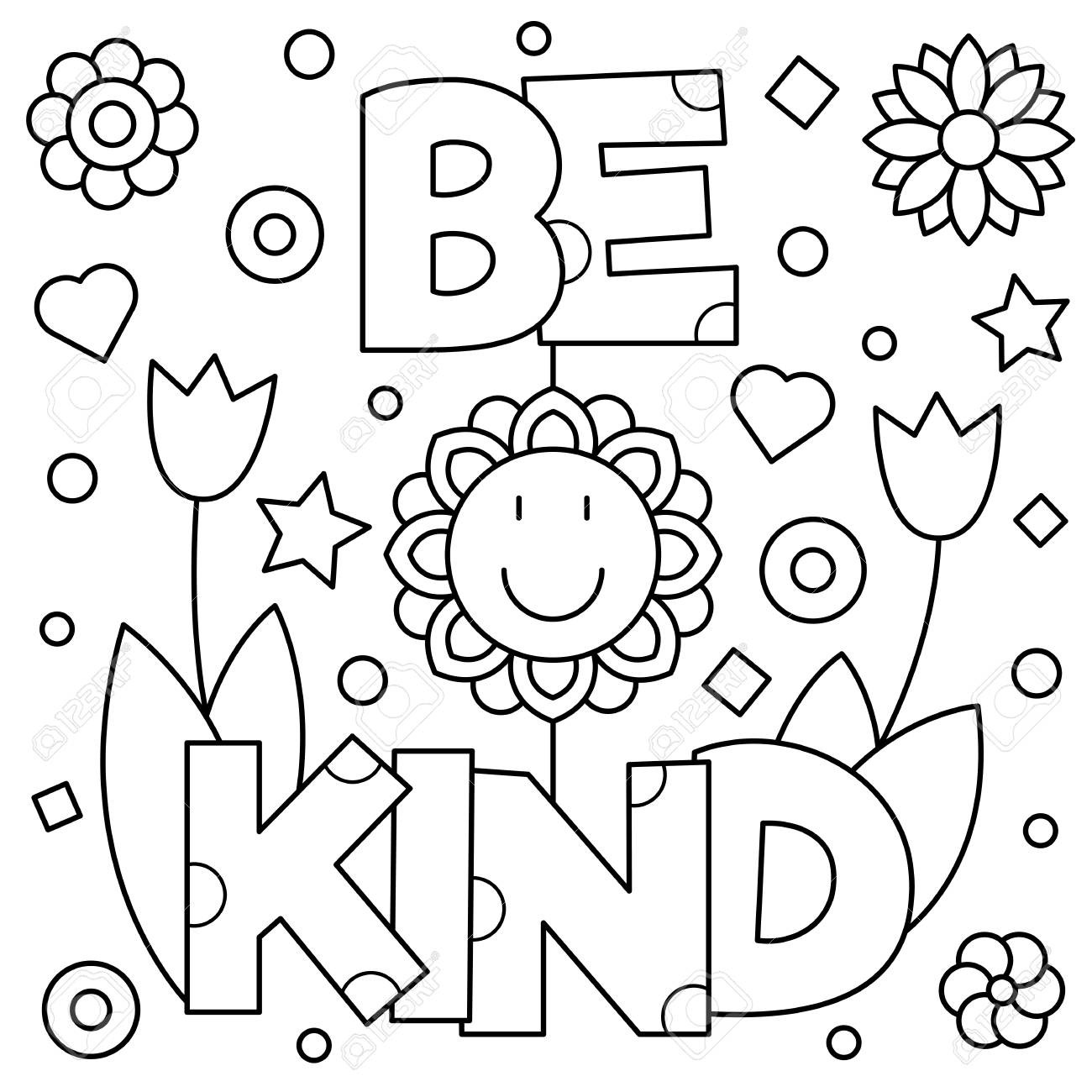 Free Vector Coloring Pages Beautiful Be Kind Coloring Page Black 1300x1300 Free Vector Coloring Pages Beautiful Be Kind Coloring Page Black