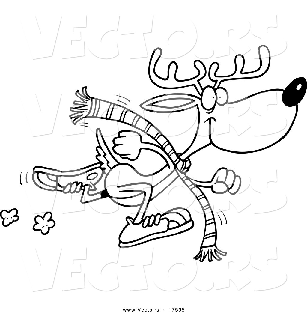 Vector Of A Cartoon Running Reindeer 1024x1044 Vector Of A Cartoon Running Reindeer