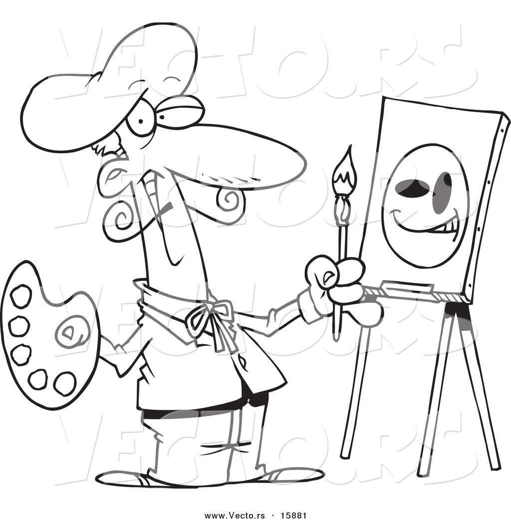 Vector Of A Cartoon Smiley Face Artist 1024x1044 Vector Of A Cartoon Smiley Face Artist