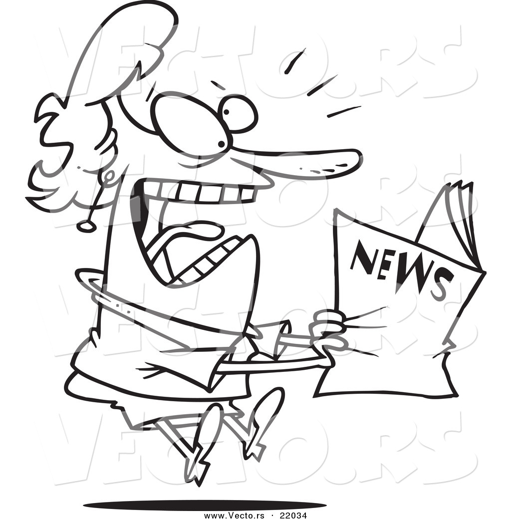 Vector Of A Cartoon Woman Reading Exciting News 1024x1044 Vector Of A Cartoon Woman Reading Exciting News