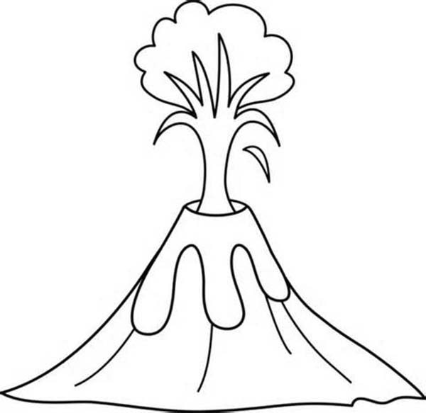 600x583 Volcano Coloring Page