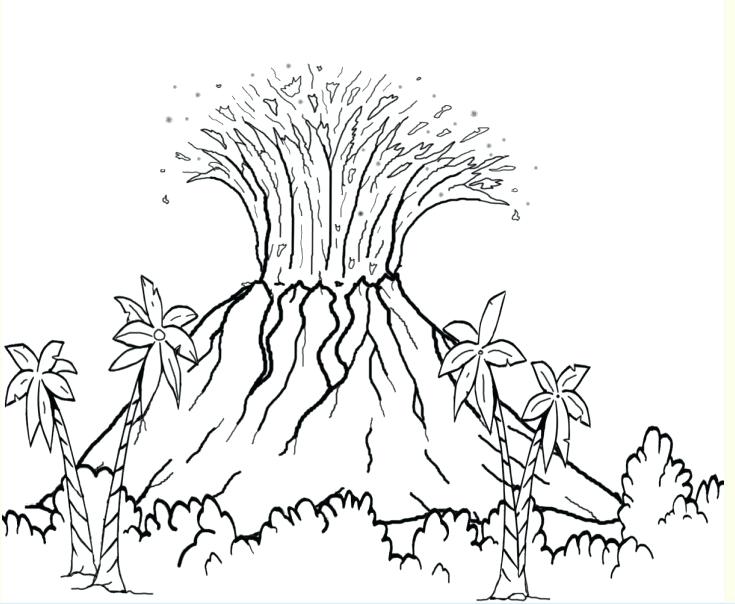735x604 Volcano Coloring Sheets Pictures For Kids Free To Print Free