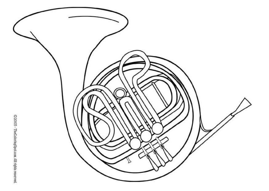 875x620 Coloring Page French Horn