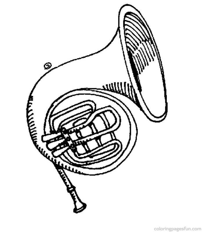 French Horn Coloring Page at GetColorings.com | Free printable ...