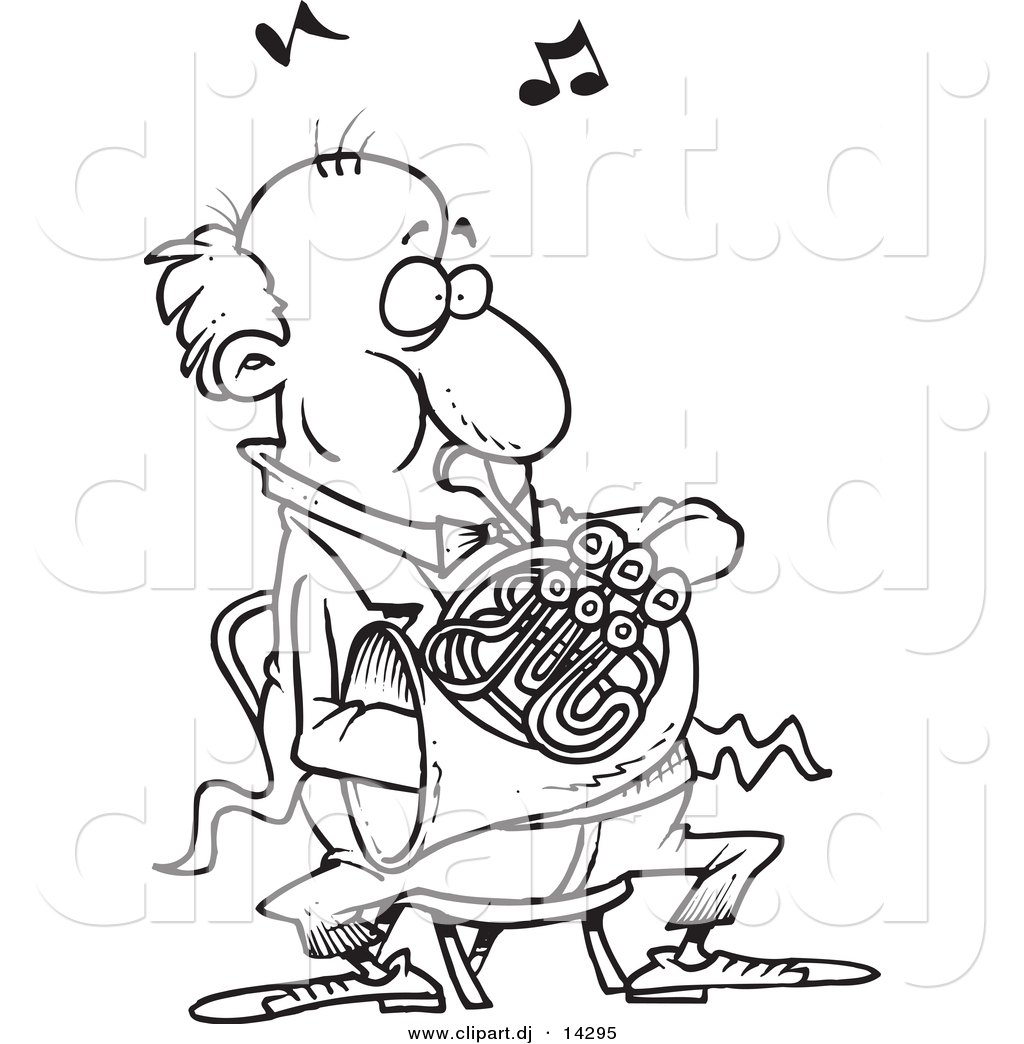 1024x1044 Vector Of Cartoon Man Blowing Into A French Horn