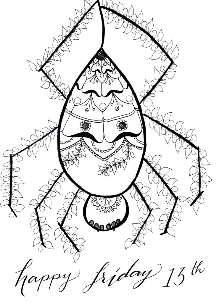 740x1024 Printable Coloring Page! Friday The 13th Mandala Spider Art