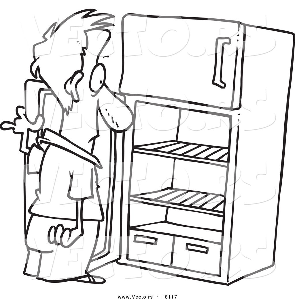 1024x1044 Vector Of A Cartoon Man Staring In An Empty Fridge