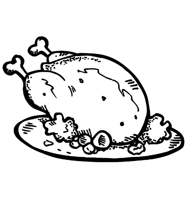 600x695 Fried Chicken And Roasted Potato Coloring Pages