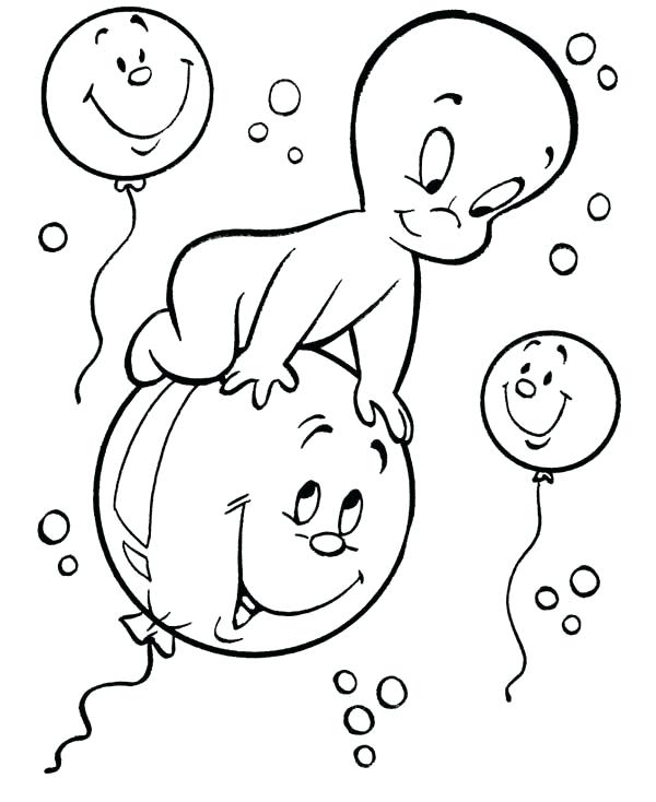 600x734 Casper Coloring Pages The Friendly Ghost Sitting On A Balloon