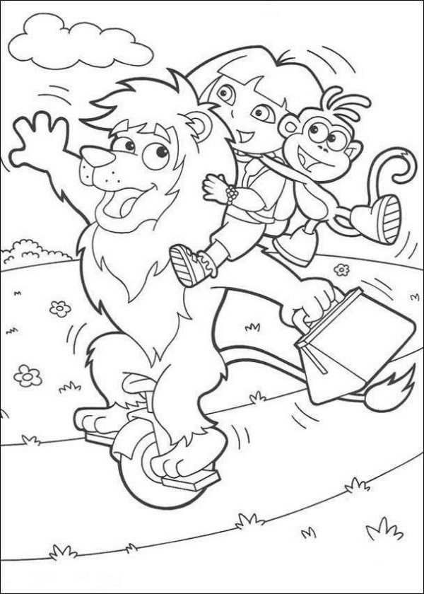 600x840 Dora Playing With Friends Coloring Page