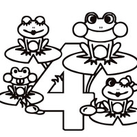 Number Four (Frogs) Coloring Page 200x200 Number Four (Frogs) Coloring Page