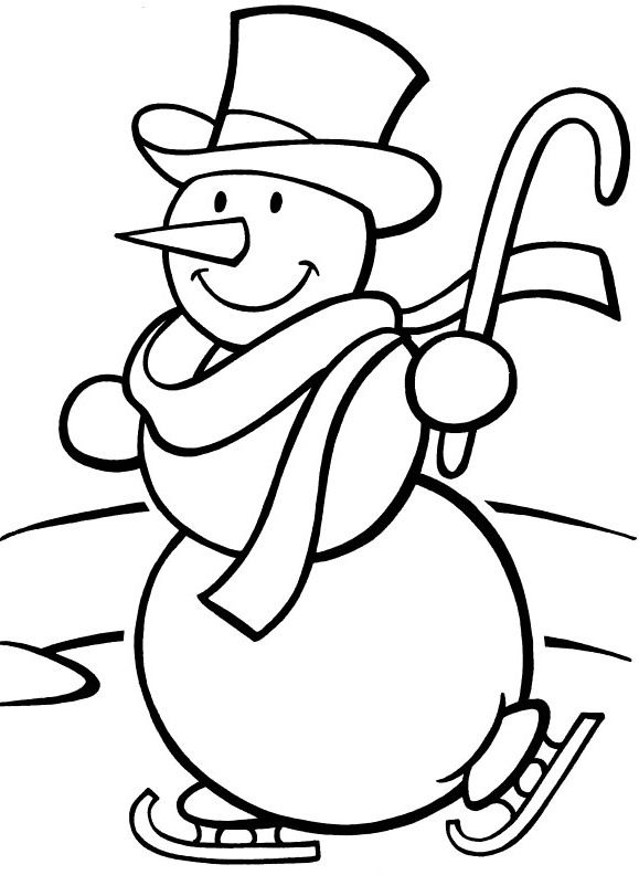 Frosty Snowman Playing In Winter Coloring For Kids 579x792 Frosty Snowman Playing In Winter Coloring For Kids