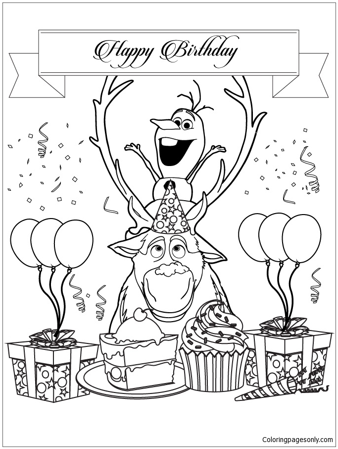 683x906 Frozen Characters Olaf And Sven Happy Birthday Coloring Page