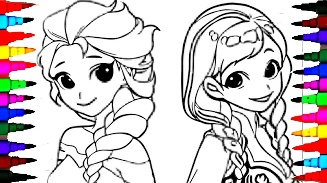 1280x720 Coloring Pages Disney Frozen Cartoon Elsa And Anna Book